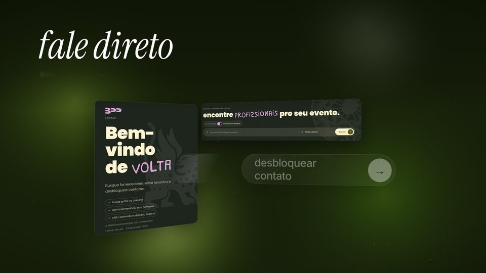 Tela de entrada e botão de vidro desbloquear contato, texto fale direto